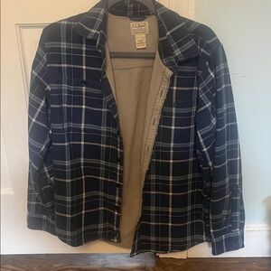 L.L. Bean Navy and White Plaid Shirt